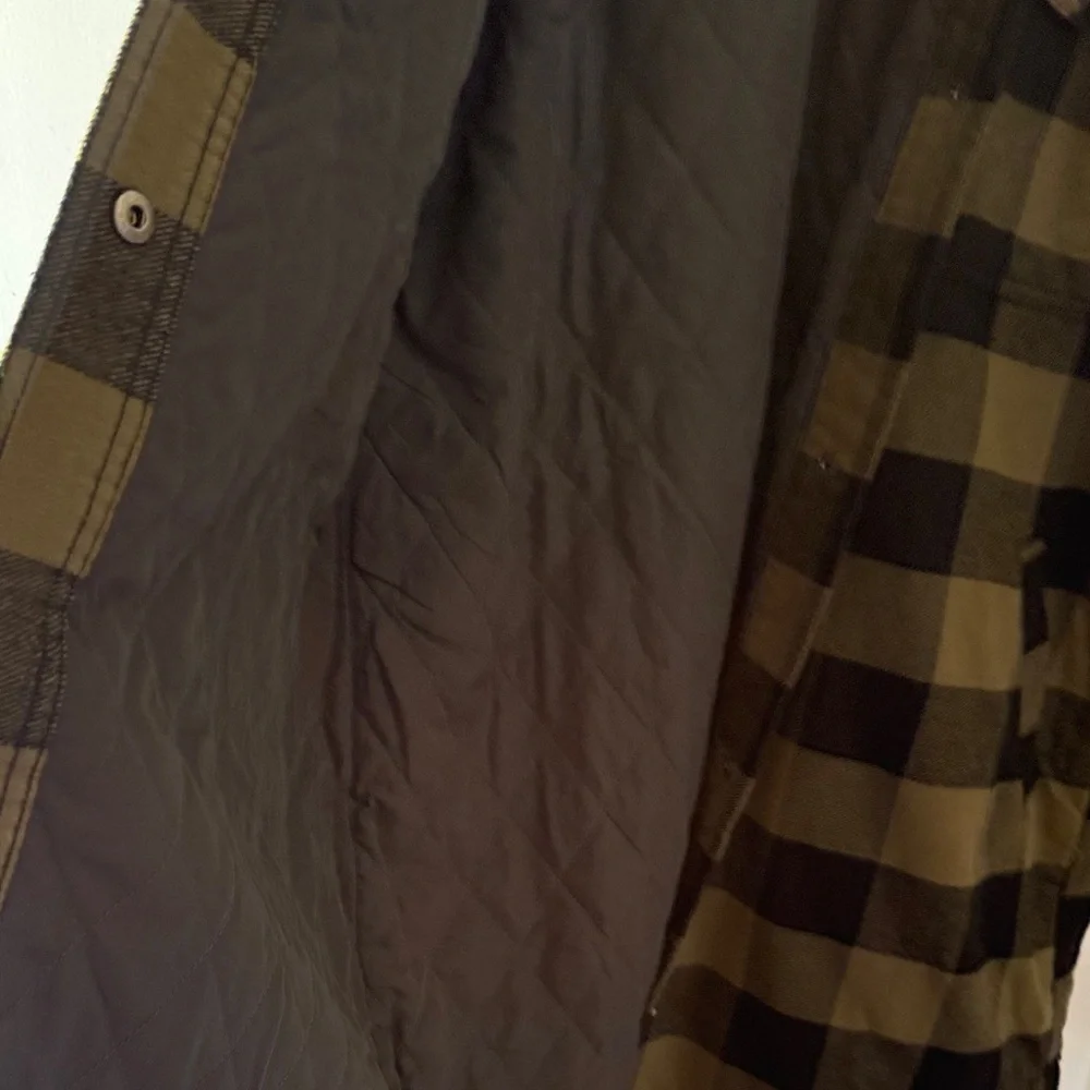 Duluth Trading Co Olive Green and Black Buffalo Plaid Long Jacket - Picture 6 of 9